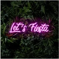 Lights4fun LED Wandleuchte LED Neon Schriftzug Let's Fiesta