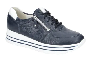Waldl?ufer 758009 H-LANA Damenschuhe blau/wei? bequeme Schn?r-Halbschuhe