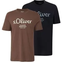 s.Oliver T-Shirt Casual (2-tlg) mit Rundhals-Ausschnitt, kurzarm, Logo-Aufdruck im 2er Pack