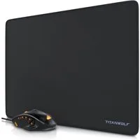 Titanwolf Gaming Mouse & Mousepad 440 x 350 mm Bundle "SPECIALIST" Maus- und Mauspad-Set, (Set, 2 St), USB Mouse 12 programmierbare Tasten & 6 x 4 g Tuninggewichten, XL Pad