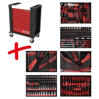 KS Tools Performanceplus Werkstattwagen-Satz P10 mit 366 Werkzeugen für 6 Schubladen - 810.6366