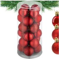 tectake Weihnachtsbaumkugel Weihnachtskugeln (1 St), 24er-Set in Rot