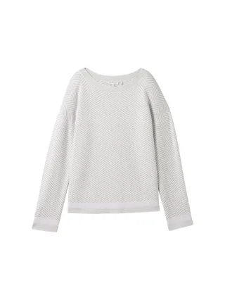 Tom Tailor - Fischgrät Pullover mit LENZING™ ECOVERO™ grey knit heringbone - Gr. - XXXL