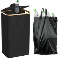 skelo Flaschenkorb Pfandflaschen Sammelbehälter, 100L Fasst 30 Leere Flaschen, 100 l, ‎41 x 33,5 x 75 cm, ‎100 Liter, Baumwolle, Untere Verstärkung