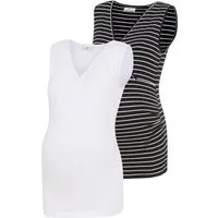 Neun Monate Umstandsshirt 2er Pack Umstands-Tops (Packung, 2-tlg., 2) eng anliegende Passform, tiefer V-Ausschnitt mit Wickeloptik