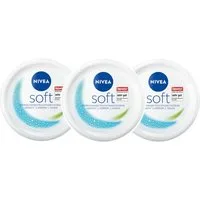 Nivea Tagescreme Soft Erfrischende Feuchtigkeitscreme 3 x 200 ml vegan, 3-tlg., Vitamin E und 100% natürlichem Jojoba-Öl