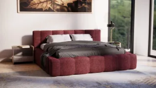 Polsterbett Doppelbett Bett LIZETH 120x200cm in Stoff Perfect Harmony Bordeau...