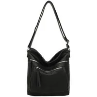 ITALYSHOP24 Schultertasche Damen Tasche XL Shopper Crossbody Umhängetasche Cross Over Hobo Bag, Henkeltasche, viele Fächer, langes Schultergurt, Reise, Urlaub, Sport