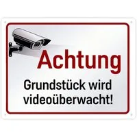 speecheese Metallschild Überwachungskamera Metallschild XXL in 28x38 cm Videoüberwacht