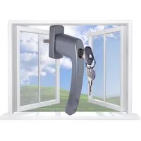 SDH Fenstergriff Fenstergriff abschließbar Kindersicherung Fenster SILBER, abschließbar