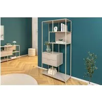 riess-ambiente Bücherregal SLIM LINE 185cm champagner beige Metall · Raumteiler mit Schubladen, Einzelartikel 1-tlg., Mehrzweckregal fürs Wohnzimmer mit 4 Fächern · Industrial Design