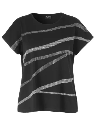 VIA APPIA DUE - T-Shirt Rundhals 1/2 Arm Motiv schwarz - Gr. - 46