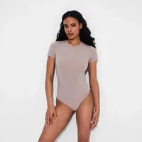 cfab (creamy fabrics) Body Crew Neck T-Shirt Bodysuit-Rose Wood-M (1-tlg)