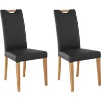 Home affaire Esszimmerstuhl Roberta (Set, 2 St), mit Bezug aus Echtleder und Gestell aus Eiche Massivholz