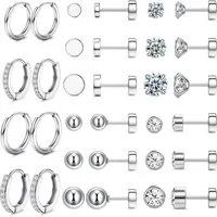 LuxusKollektion Ohrring-Set Kleine Ohrstecker Chirurgenstahl Damen Silber Opal Zirkonia Set