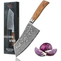 Wakoli Damastmesser EDIB Pro Damast Chai Dao Küchenmesser 17cm Klinge Pakkaholzgriff, Aus 67 Lagen Damaststahl, VG-10 Stahlkern