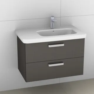 Artiqua 411 Waschtischunterschrank für DuraStyle 232680 Becken rechts Stahlgrau Metallic, 411-WU2L-D 411-WU2L-D43-7141-88