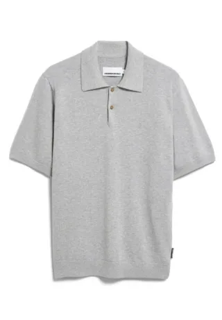 Armedangels - Kurzarm-Strickpoloshirt grau - Gr. - L