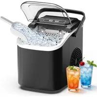 AIMAX Eiswürfelmaschine Eiswürfelbereiter für Zuhause & Büro, Selbstreinigung, 2 Eisgrößen, 12 kg/24h, tragbar, leise, kompakt, Deckel transparent