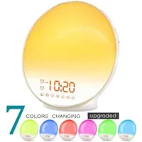 POPOLIC Tageslichtwecker Lichtwecker Wake up Light Sonnenaufgang Sonnenuntergang Simulation 7 Naturgeräusche 2 Alarmen Snooze 11 Farblicht 20 Helligkeit