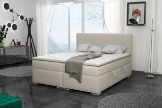 Boxspringbett Schlafzimmerbett LAURIN 180x200cm Stoff Aragon Beige