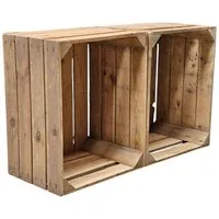 Teramico Holzkiste Holzkisten Obstkisten Vintage Natur 50 x 40 x 30cm im 2er Set, Vintage Obstkiste