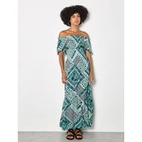 Apricot Maxikleid Maxikleid im Boho Stil mit Folk-Print