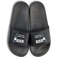 Youth Designz Herren Damen Badelatschen "Der will nur BIER" lustig Geschenk Unisex Badeschuh mit witzigen und stylischen Aufdruck für Männer und Frauen