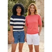 Flashlights Kurzarmpullover aus Sommerstrick in Shirt-Form aus Viskosemischung mit modernem Schnitt - 2er Set