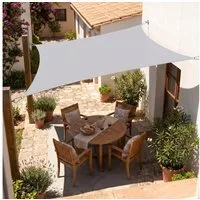 SUNULA Sonnensegel Balkon 160g/m² Polyester UV Schutz Sonnenschutz Terrasse Garten, Rechteckig, Hellgrau 2 x 3 m