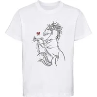 MyDesign24 Print-Shirt bedrucktes Mädchen T-Shirt Pferd das eine Hand berührt Kurzarm Baumwollshirt mit Aufdruck i159