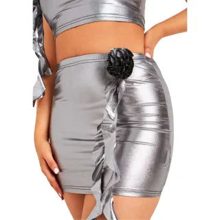 Missy Empire - Minirock für Damen, Anliegend (Silber)