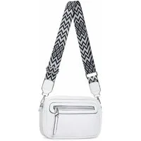 ITALYSHOP24 Schultertasche Damen Umhängetasche CrossBody Brusttasche Crossover Handtasche Reise (Tasche mit einem breitem Muster Stoffgurt/Umhängeband), Bodybag Cross Bag Schmucktasche Gürteltasche Muster Taschengurt Clutch