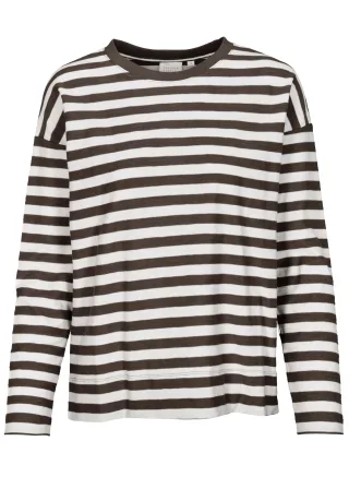 THE FASHION PEOPLE - NOS Longsleeve striped stone dust stripe - Gr. - XS
