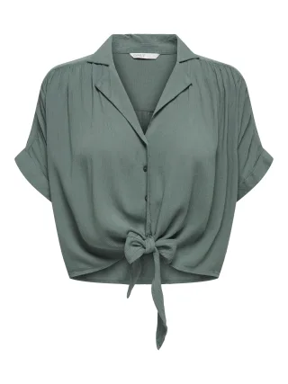 ONLY - ONLPAULA LIFE S/S TIE SHIRT WVN NOOS Balsam Green - Gr. - S