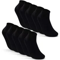 sockenkauf24 Sneakersocken 10 Paar SPORT Sneaker Socken Herren & Damen (Schwarz, 39-42) Sportsocken Frotteesohle Baumwolle - 16200 WP