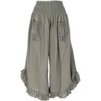 Guru-Shop Relaxhose Weite Hose mit Rüschen aus Baumwolle, Boho Hose.. alternative Bekleidung