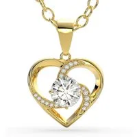 SERASAR Herzkette Halskette Damen 925 Silber, Halskette mit Anhänger, Kette Damen (Classic, elegant, casual, 1-tlg), Ladies emotion necklace in 925 Sterling Silver with 18k Gold Plating