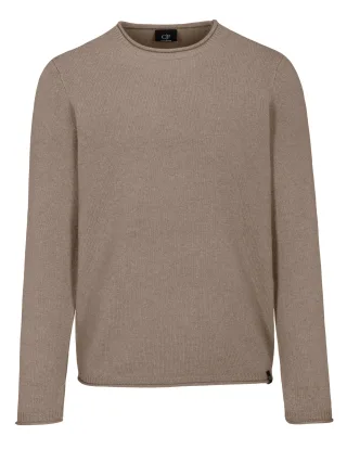 COMMANDER Finest Clothing - Rdh.-Pullover Rollkante, uni taupe mel. - Gr. - XL