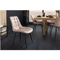 riess-ambiente Esszimmerstuhl ROADSTAR champagner greige / schwarz - Samt, Metallbeine, Ziersteppung (Einzelartikel, 1 St), gepolsterter Stuhl - ideal für Küche, Esszimmer, Wohnzimmer & Büro