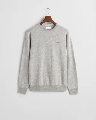 GANT - Superfine Lambswool Rundhalspullover grey melange - Gr. - XXXL