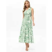 Passioni Sommerkleid mit floralem Muster Luftiges Maxikleid mit grünem floralen Print