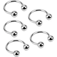 viva-adorno Nasenpiercing-Set Hufeisen Piercing Edelstahl Kugeln Lippenpiercing Augenbrauenpiercing (Set, 5-tlg), Hufeisen Ring für Septum, Lippe, Augenbraue