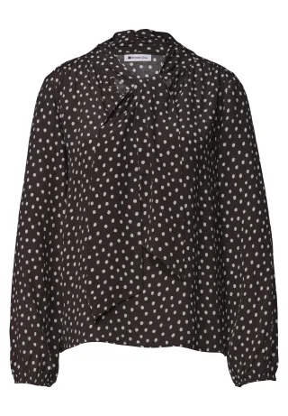 Street One - Langarm Bluse mit Schleifendetail black coffee - Gr. - 36