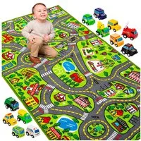 JOYIN Kinderteppich JOYIN Teppich Kinderzimmer 80x150cm mit 12 Mini Auto Spielzeug