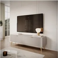 MOEBLO TV-Board RTV Pholx F 163 2D (Griffe und Beine aus Metall, geriffelte-Fronten, Lowboard Fernsehtisch TV Bank TV Tisch Fernseher Tisch TV Möbel), (BxHxT):163x51x38 cm