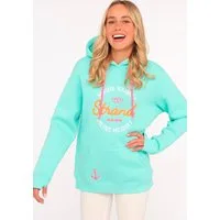 Zwillingsherz Hoodie "Meine Heimat" mit aufgesticktem "Strand"-Schriftzug vorne und hinten