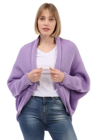 Strickjacke Langärmelige Strickjacke Aus Wollmischung Mit Fledermausärmeln