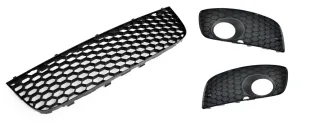 Stoßstange Gitter Waben Mitte + Links + Rechts in Schwarz für VW Golf 5 GTI ab 2003-2009