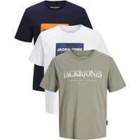 Jack & Jones Print-Shirt (Spar-Set, 3er-Pack) mit Logodruck, aus Baumwolle